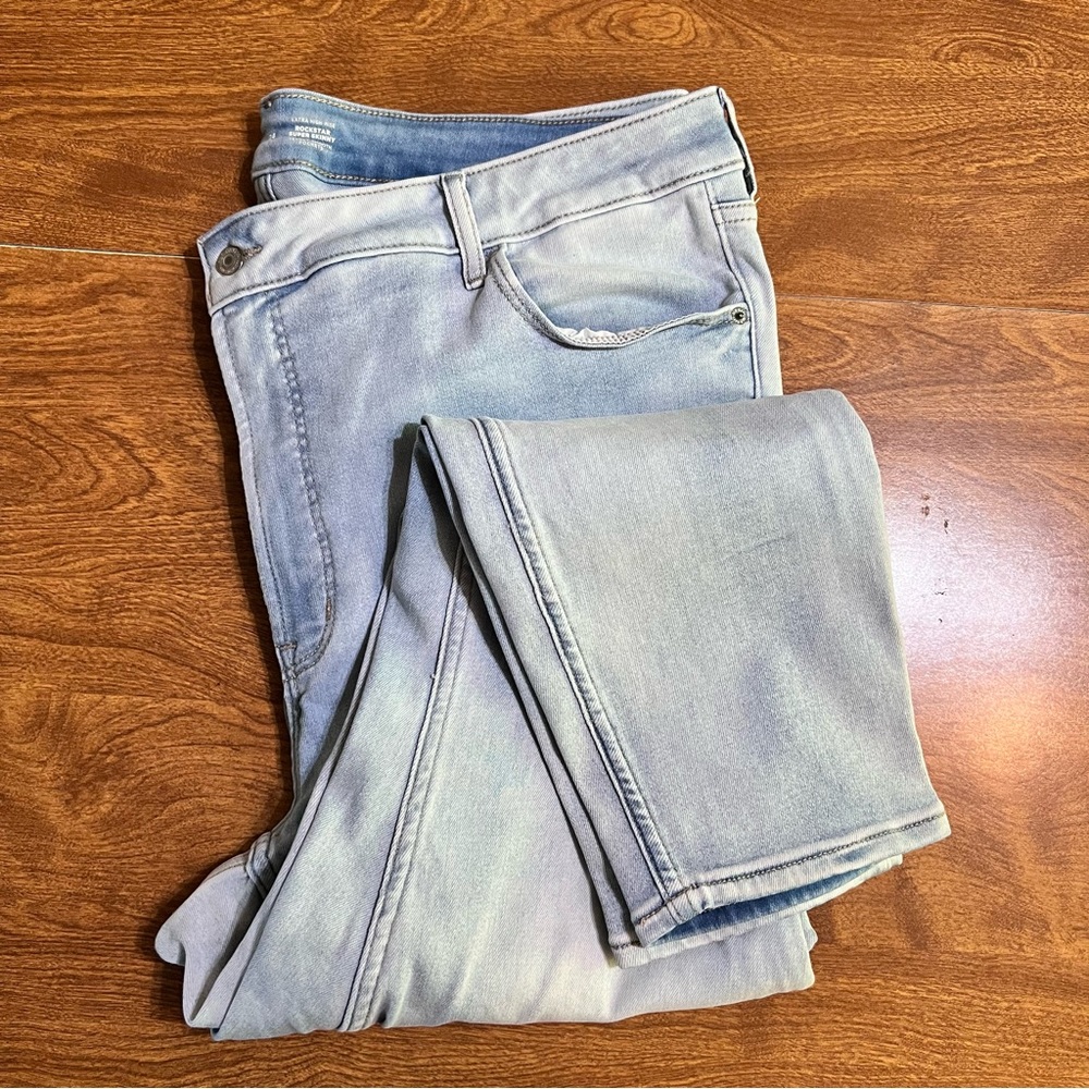 Old Navy Wash Blue Tie dye extra High Rise Super Skinny Denim Jeans plus size 24